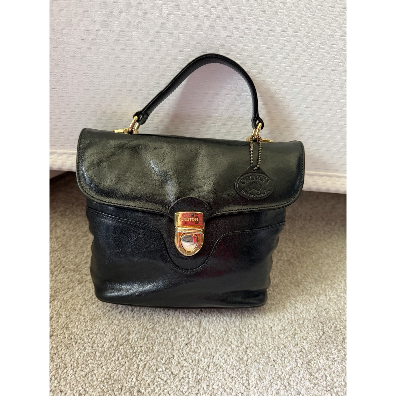 Vtg 1980s Oroton Australian Genuine Cowhide Black Leather Purse — image 2 of 8